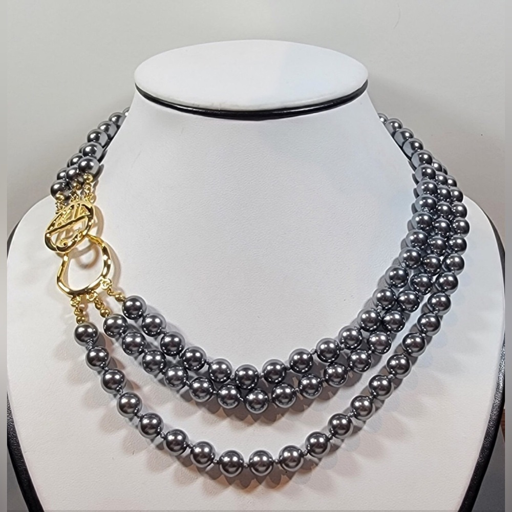 Vintage Kenneth Jay Lane Triple-Strand Simulated Pearl Necklace